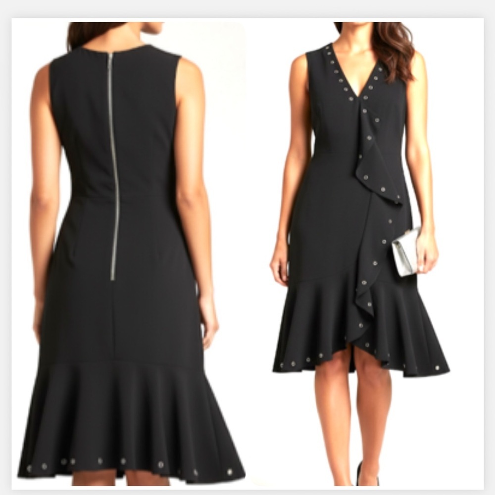ALICE LAVISH RUFFLES MIDI BLACK DRESS WHIMSY GOTH DRESS